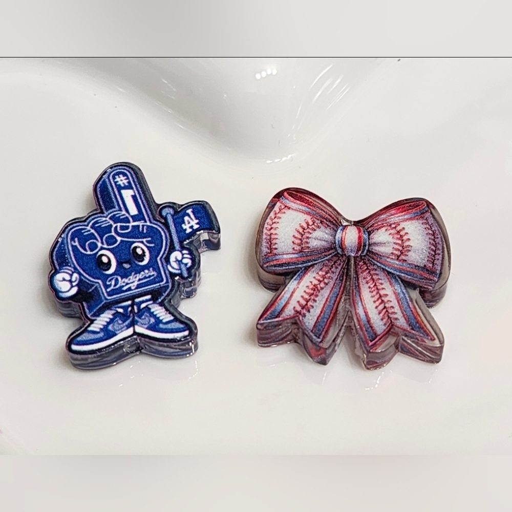 Baseball‎ Focal Beads Acrylic Double Sided Sports Bow Beaded Pen Keychain Badge